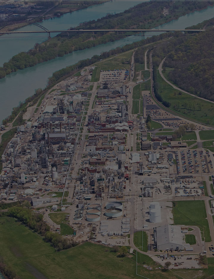 An aerial view of a city